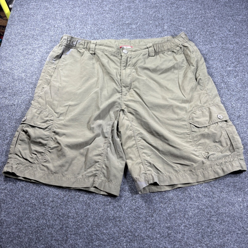 The North Face Cargo Shorts Mens Size 34 Green Hiking Outdoor Ripstop Gorpcore